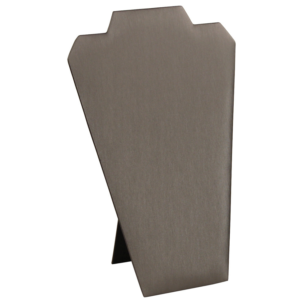 Necklace Display with Easel — 8 1/4 x 12 1/2" H (B) — Steel Grey Faux Leather