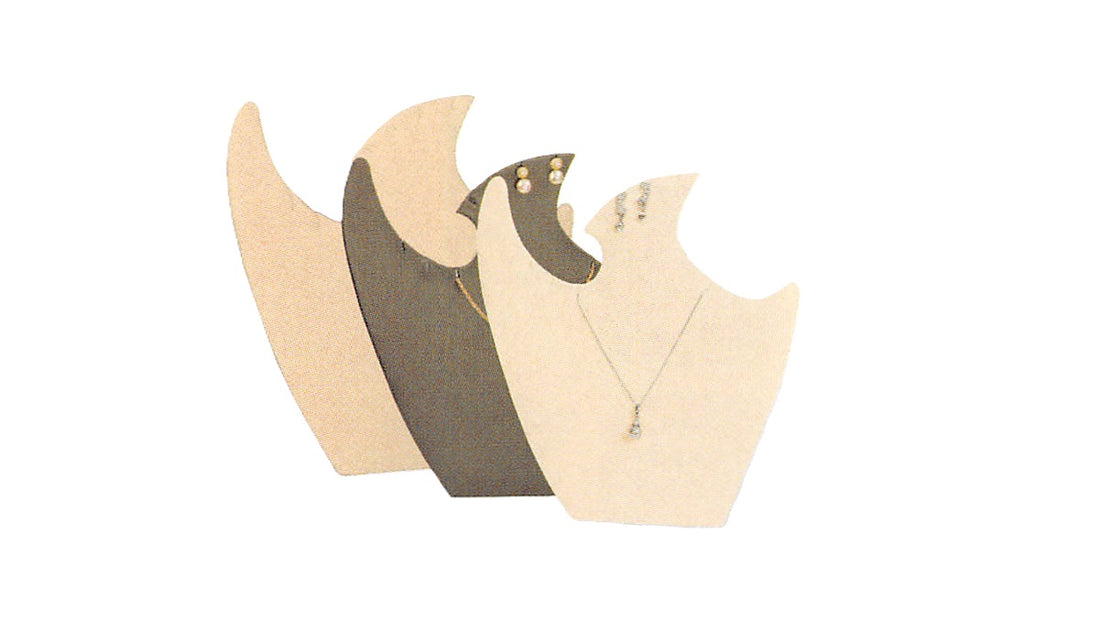 Necklace Display with Easel — 9 3/8 x 9 1/2" H — Beige Faux Suede
