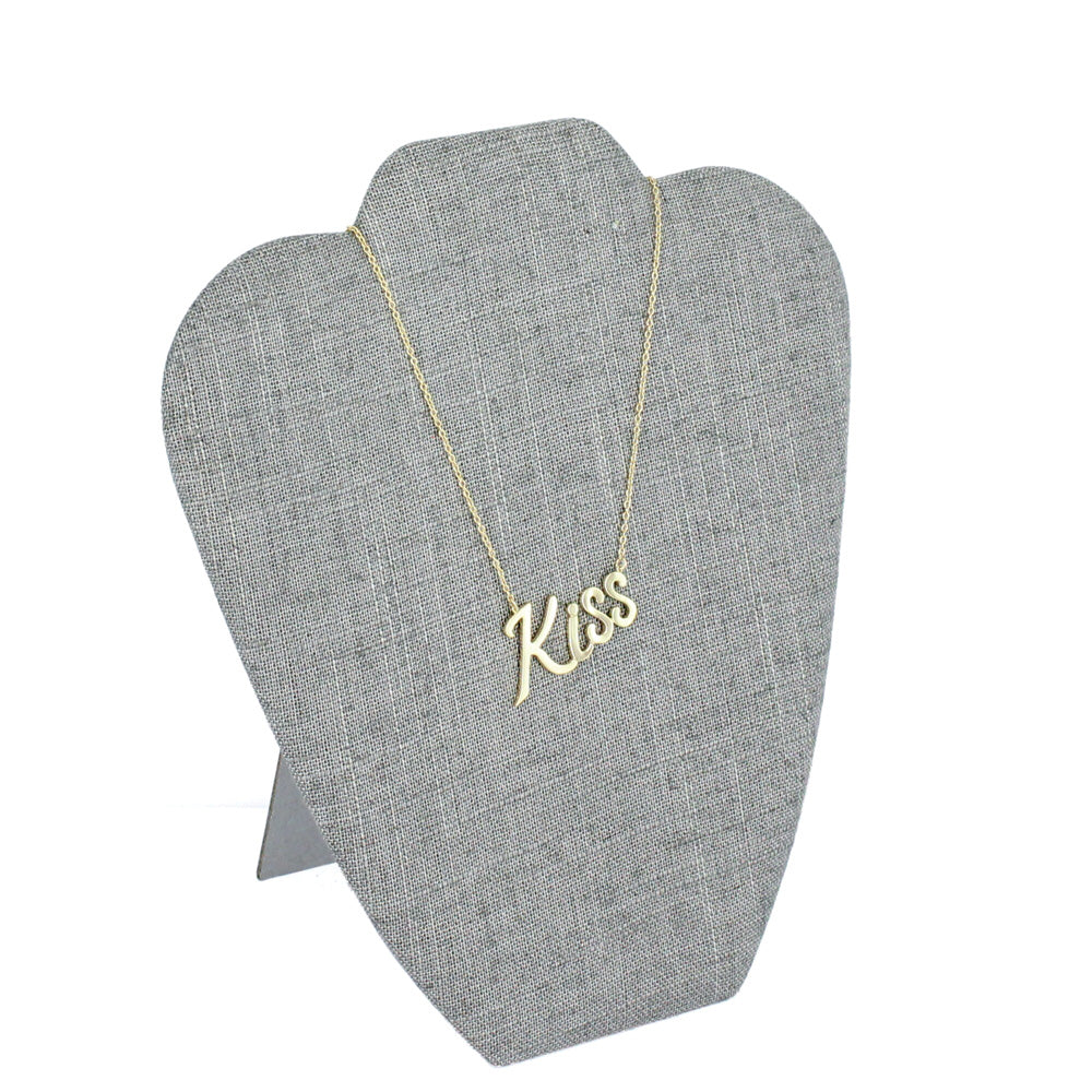 Necklace Display with Easel — 7 3/8 x 8 5/8" H — Grey Linen