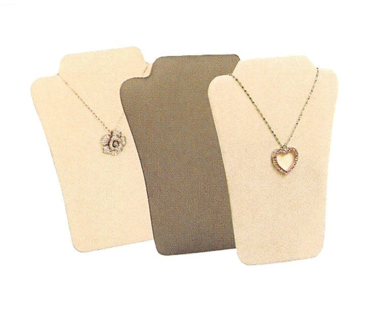 Necklace Display with Easel — 6 1/2 x 8" H — Beige Faux Suede