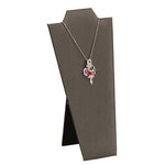 Necklace Display with Easel — 4 1/4 x 8 5/8" H — Steel Grey Faux Leather