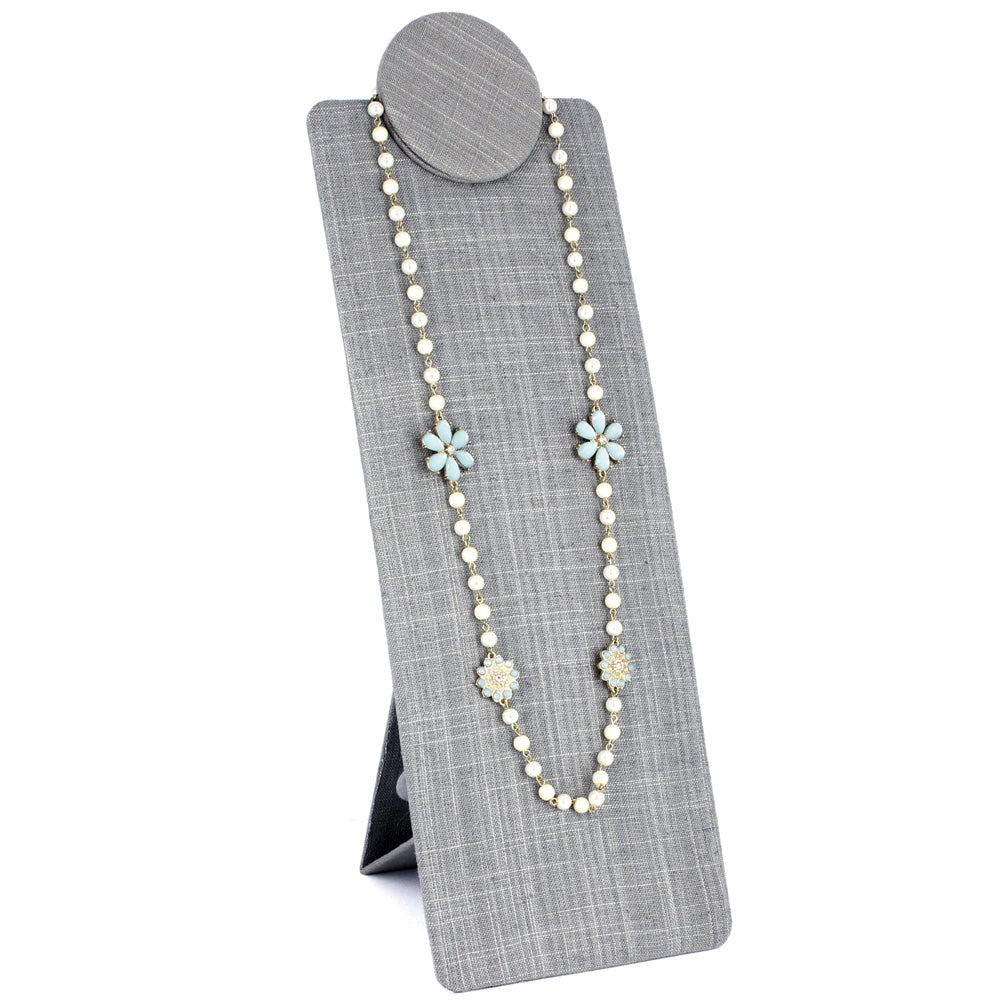 Foldable Necklace Display Stand — Large — Grey Linen