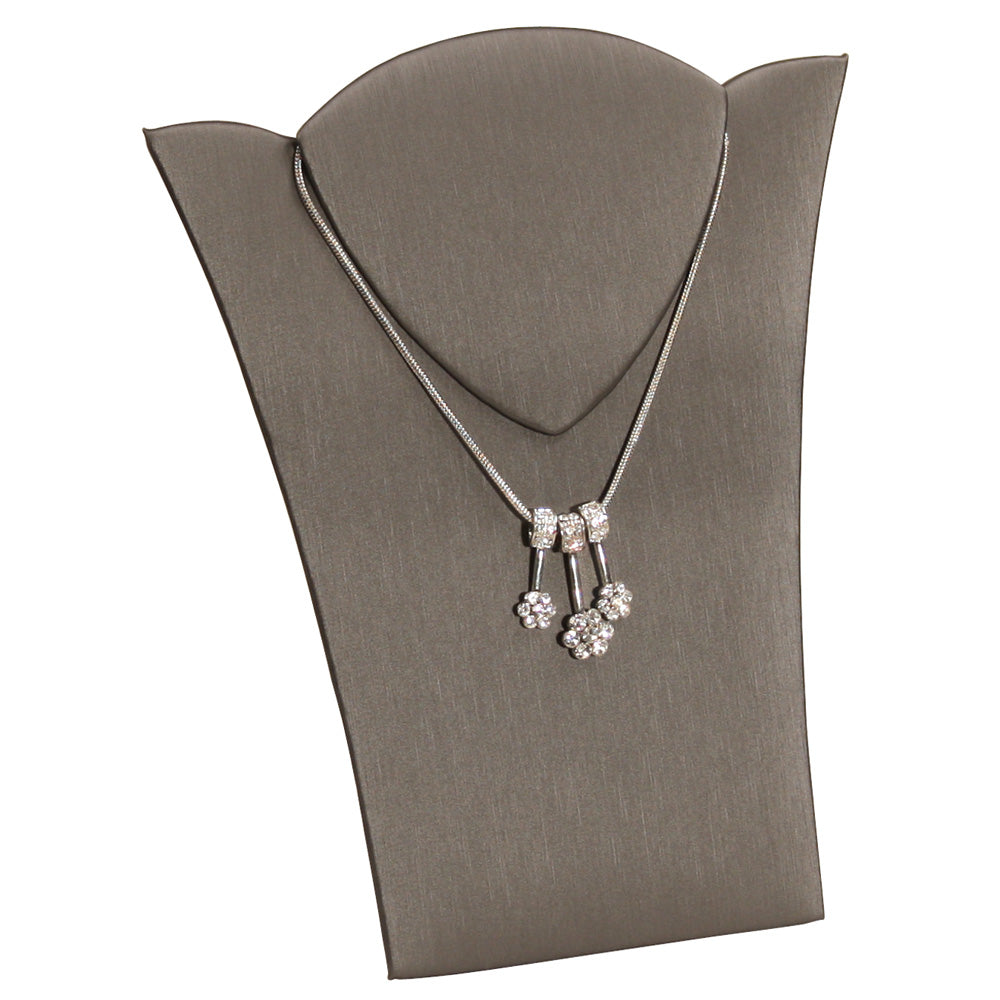 Necklace Display with Easel — 6 1/2 x 7 7/8" H — Steel Grey Faux Leather