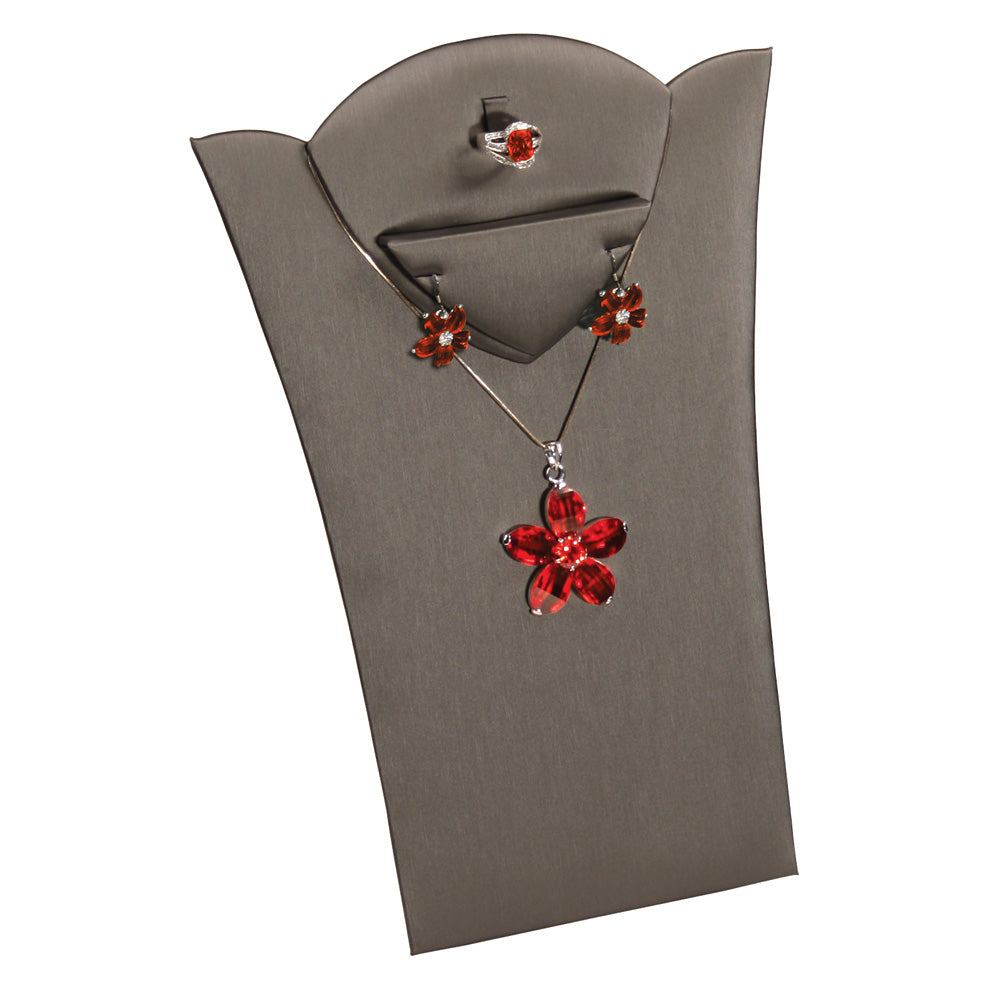 Necklace Display with Easel — 8 1/8 x 11 3/8" H combo — Steel Grey Faux Leather