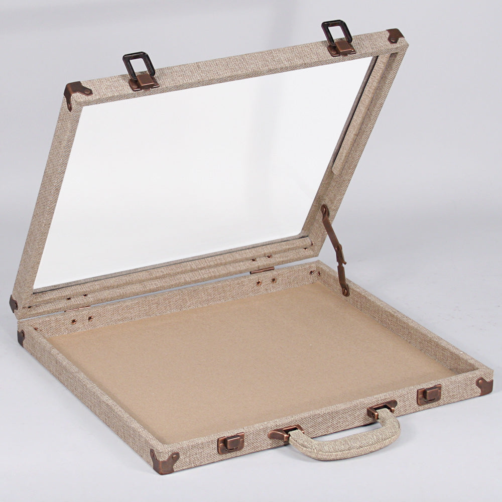 Burlap Antique Look Single-Side Cases — Small Burlap Case — 16 1/4 x 15 x 2 1/8" H (41 x 38 x 5.5cm) — Burlap