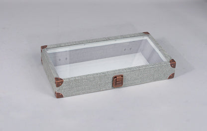 Glass-Top Burlap & Linen Case