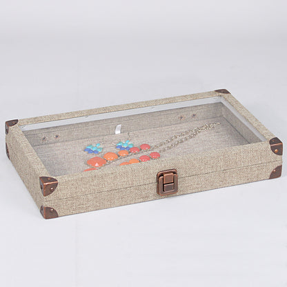 Glass-Top Burlap & Linen Case