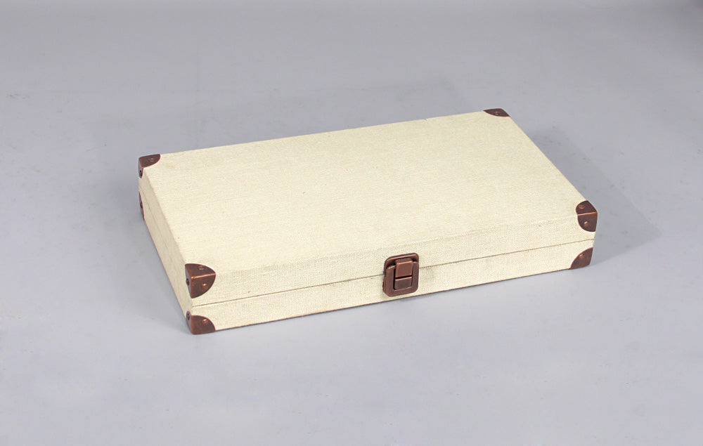 Solid-Top Burlap & Linen Cases — Beige Linen