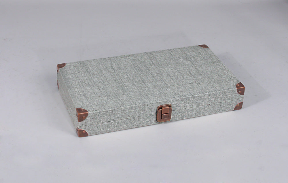 Solid-Top Burlap & Linen Cases — Grey Linen
