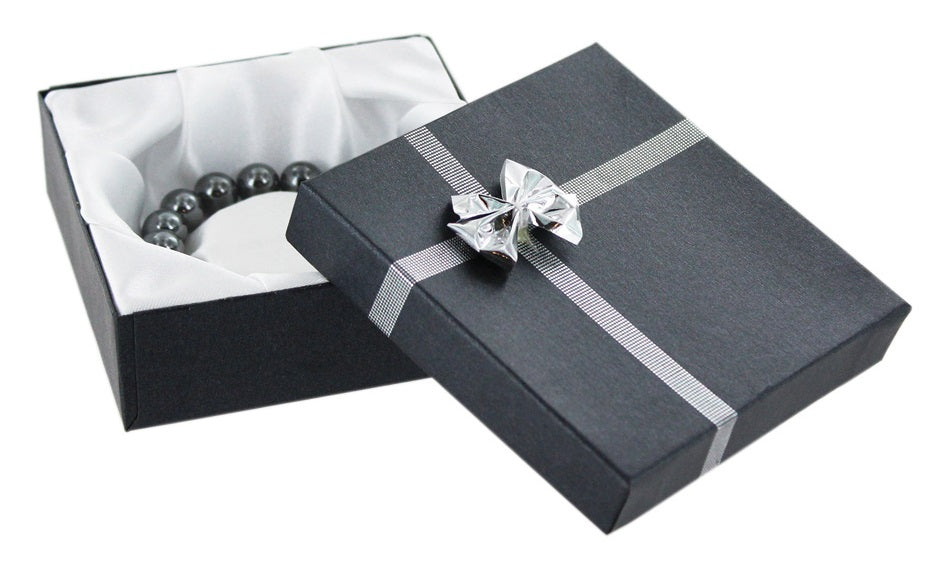 Silver Bow Tie with Shimmer Box