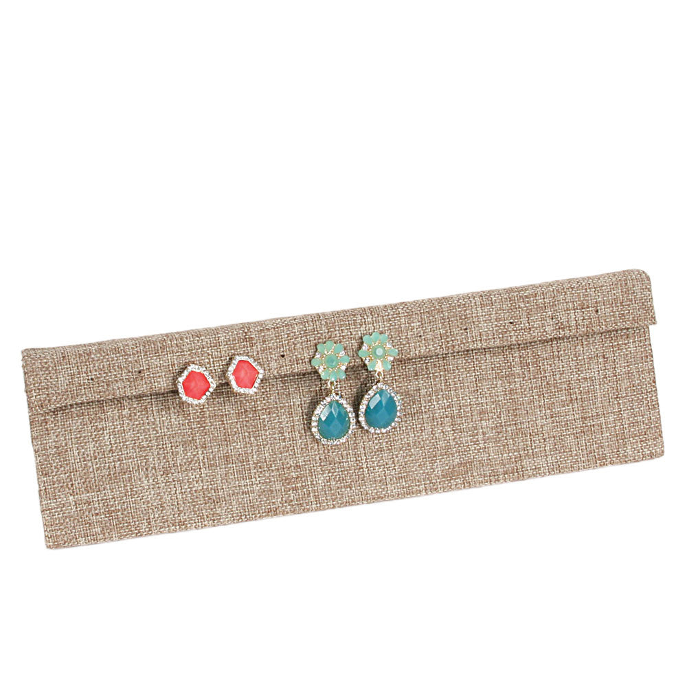 Earring Display Stand — 10 x 1 3/4 x 2 3/4" H — up to 6 pr — Burlap