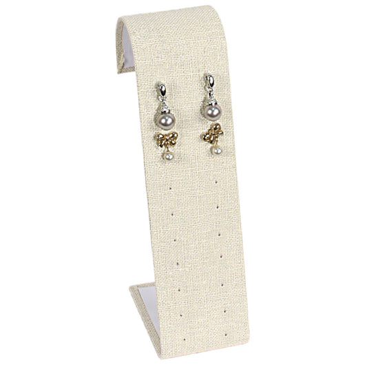 Curved Top Earring Display Ramp & Stand — 2 x 2 7/8 x 6 5/8" H — up to 12 pr — Beige Linen