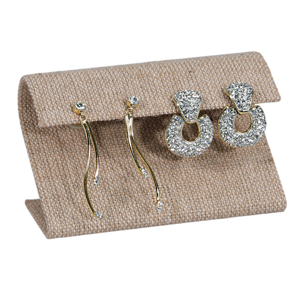 Curved Top Earring Display Ramp & Stand — 4 x 1 1/2 x 2 1/2" H — 2 pr — Burlap