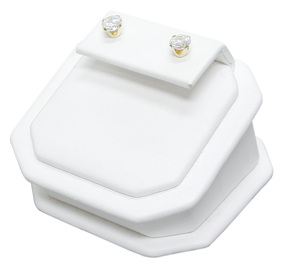 Wedge Base Stand — 2 1/2 x 2 1/2 x 2 1/8" H — White Faux Leather