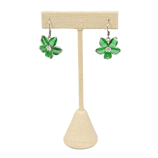 T-Shape Earring Stand — 6 3/4" H (170mm) — Beige Linen