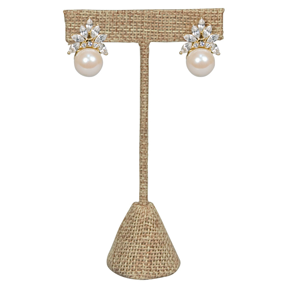T-Shape Earring Stand — 4 1/2" H (115mm) — Burlap