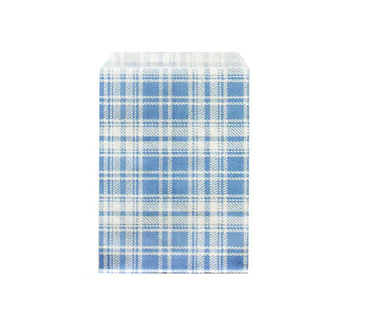 Plaid Paper Gift Bag — Blue — 8.5 x 11 in