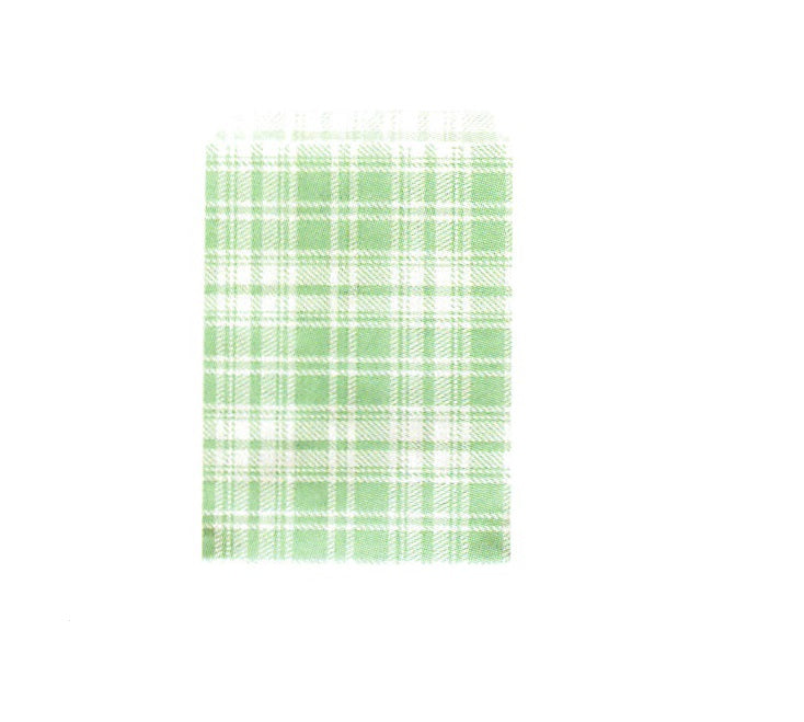 Plaid Paper Gift Bag — Green — 6 x 9 in