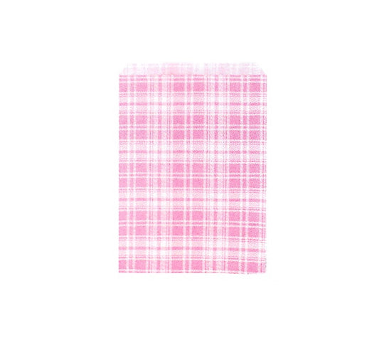 Plaid Paper Gift Bag — Pink — 5 x 7 in