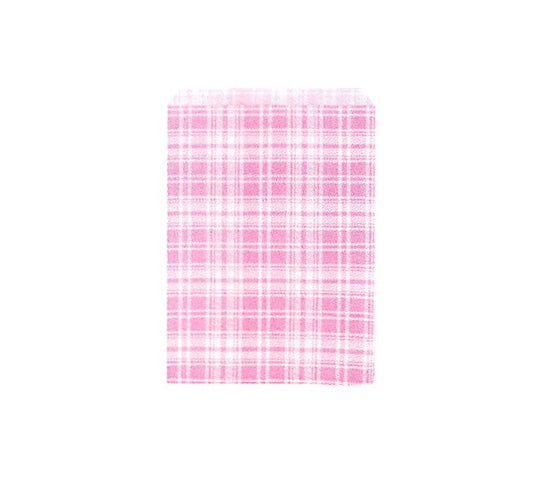 Plaid Paper Gift Bag — Pink — 8.5 x 11 in