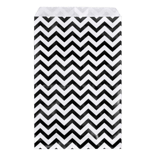 Chevron Paper Gift Bag — Black — 8.5 x 11 in