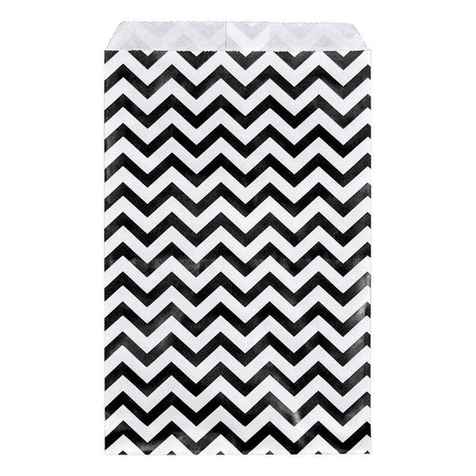 Chevron Paper Gift Bag — Black — 8.5 x 11 in