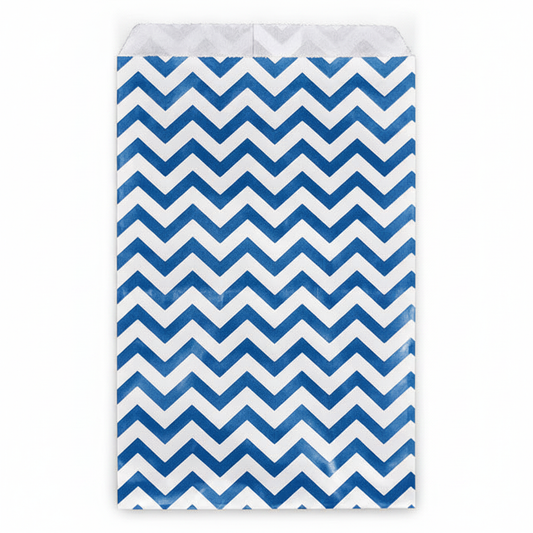 Chevron Paper Gift Bag — Blue — 4 x 6 in