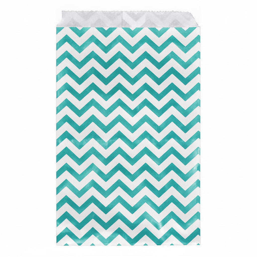 Chevron Paper Gift Bag — Teal Blue — 4 x 6 in