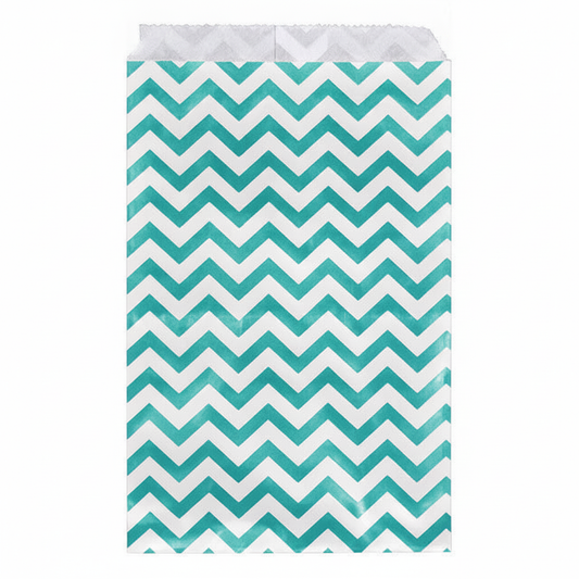 Chevron Paper Gift Bag — Teal Blue — 4 x 6 in