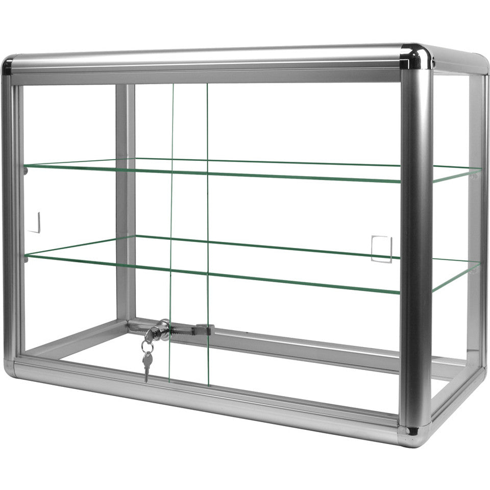 Counter-Top Display Cases — 24 x 12 x 18" H (61 x 31 x 46cm) — Glass Bottom — Champagne Tone