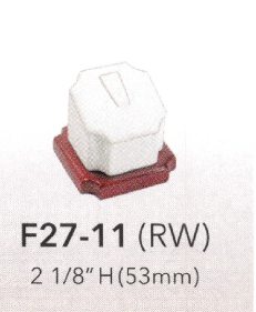 SHORT RING CLUSTER — Wht Faux Leather — rosewood base (set 27)