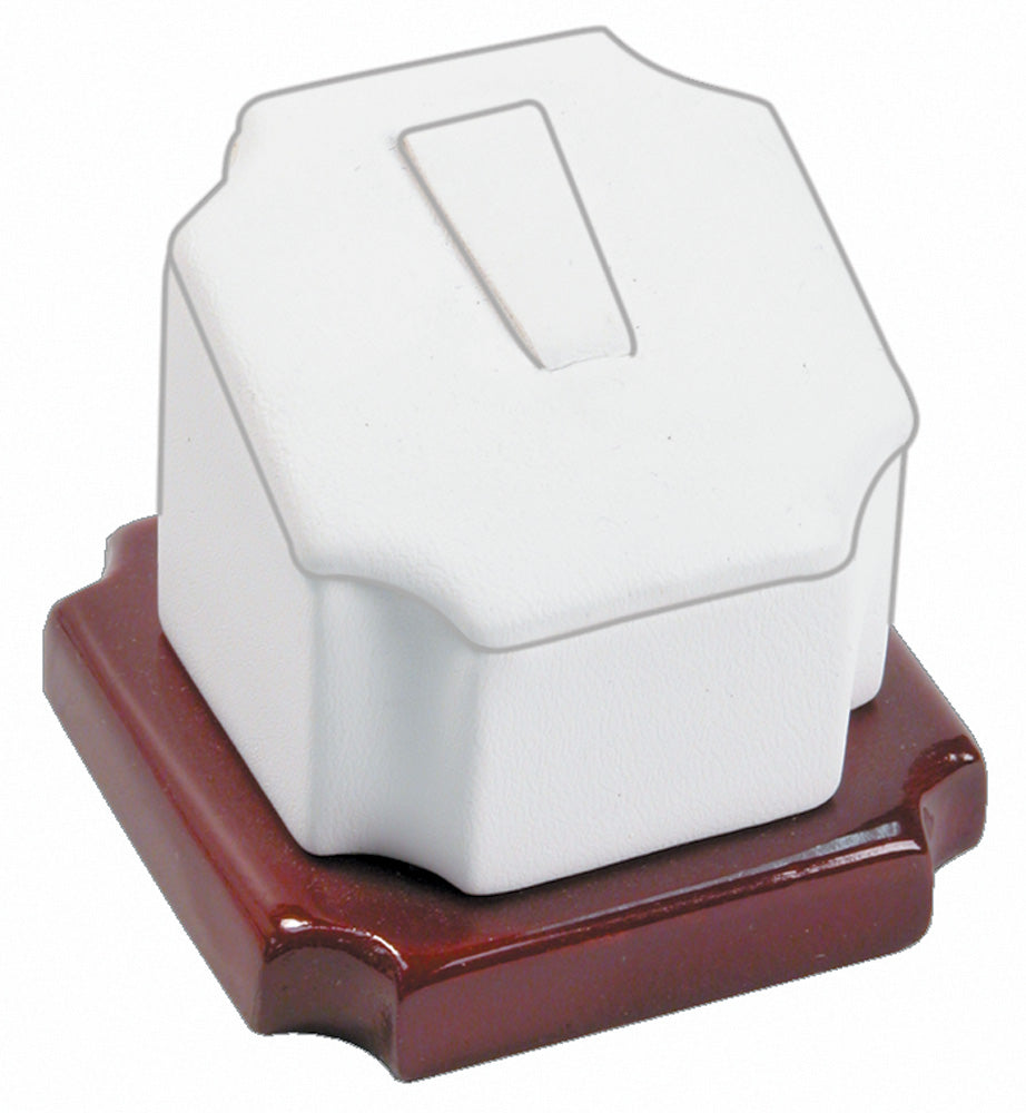 SHORT RING CLUSTER — Wht Faux Leather — rosewood base (set 27)