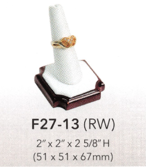 Finger ring display — Wht Faux Leather — rosewood