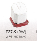 TALL RING CLUSTER — Wht Faux Leather — rosewood base (set 27)