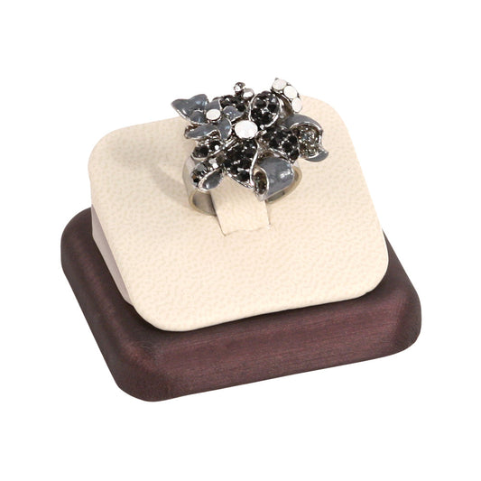 11 slots Ring Stand -be leather w/steel brown trim — Slots