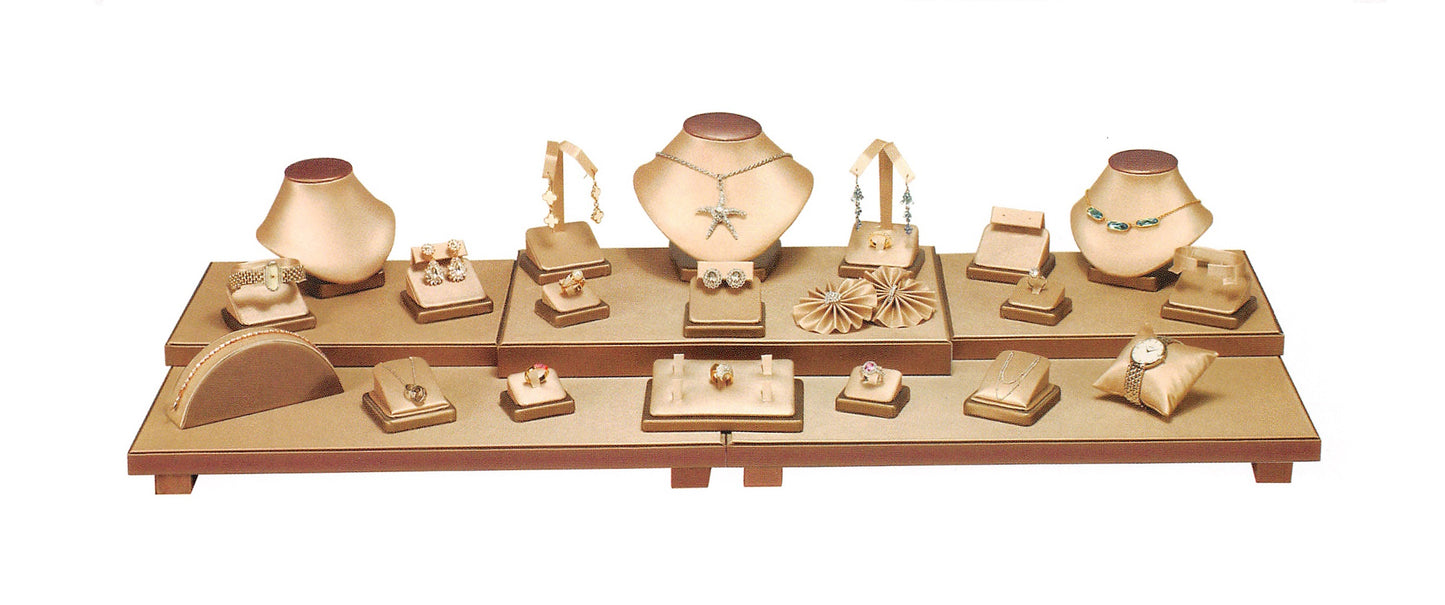 Earring display-Champagne Gold w/ Beige Brown Trim