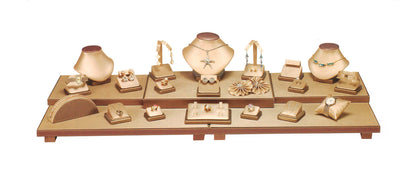 Earring display-Champagne Gold w/ Beige Brown Trim