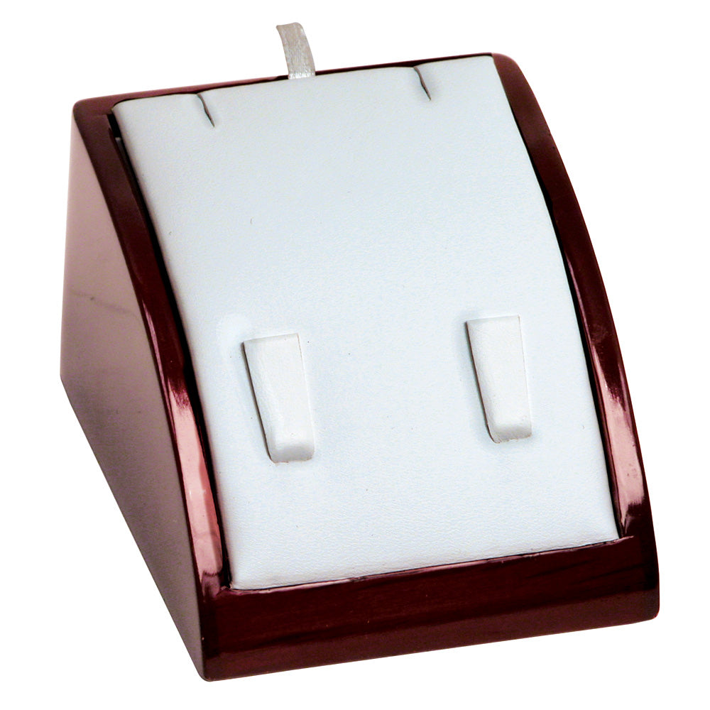 Rosewood Earring Stand — White Faux Leather w/ Rosewood Base