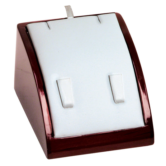 Rosewood Earring Stand — White Faux Leather w/ Rosewood Base
