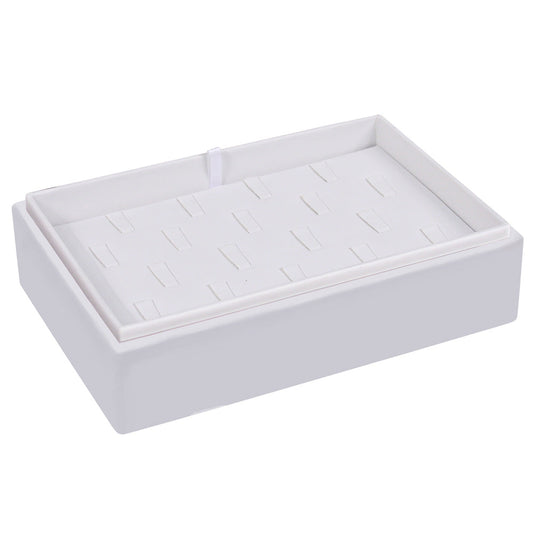 2″ H Stackable Display Trays — Earring Pad (8 Pr.) — All White Faux Leather