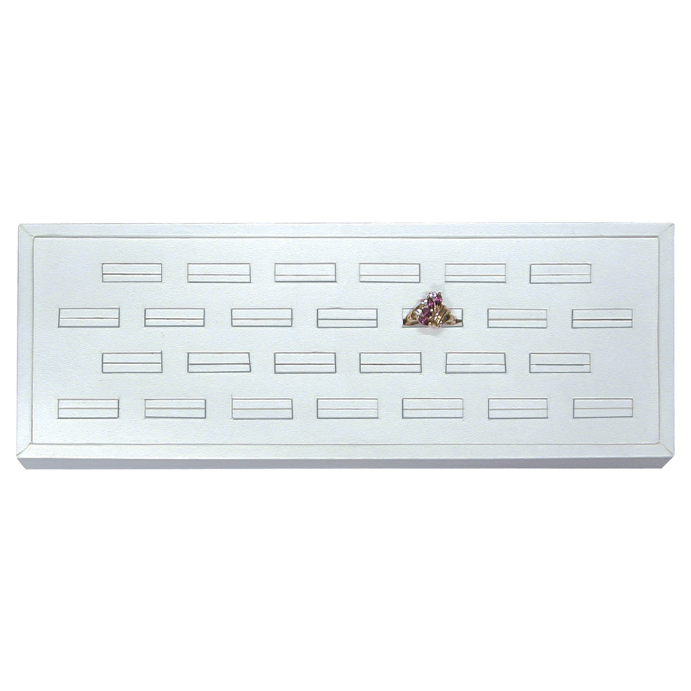 Versatile Narrow Insert Trays — Ring Tray (26-Slot) — All White Faux Leather
