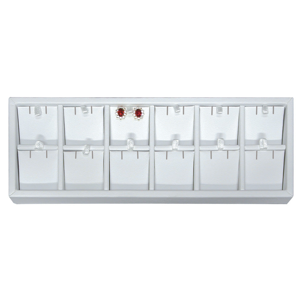 Versatile Narrow Insert Trays — Earring Tray (12 Pr.) — All White Faux Leather