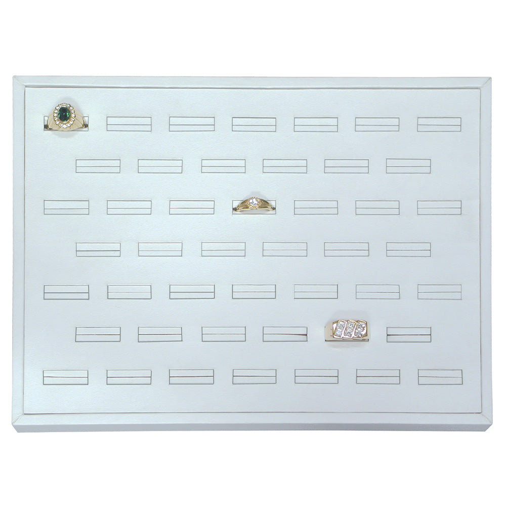 Versatile Medium Insert Trays — Ring Tray (46-Slot) — All White Faux Leather