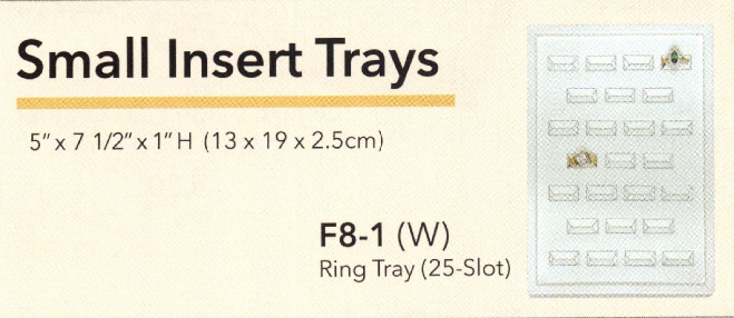 Versatile Small Insert Trays — Ring Tray (25-Slot) — All White Faux Leather
