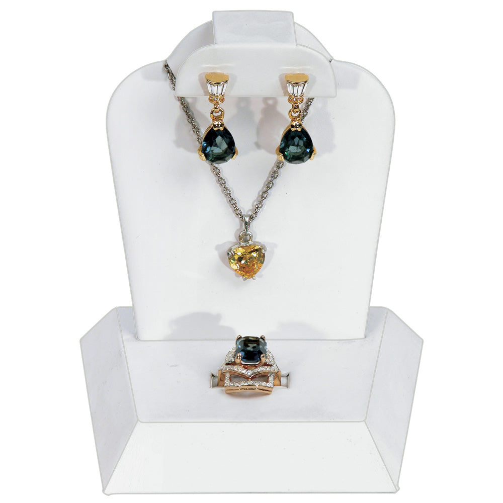Combination Stand — Stepped Base — 4 1/2 x 3 1/4 x 5" H — White Faux Leather