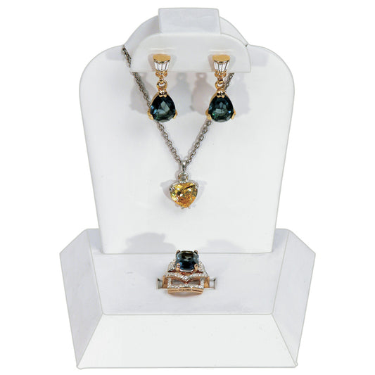 Combination Stand — Stepped Base — 4 1/2 x 3 1/4 x 5" H — White Faux Leather