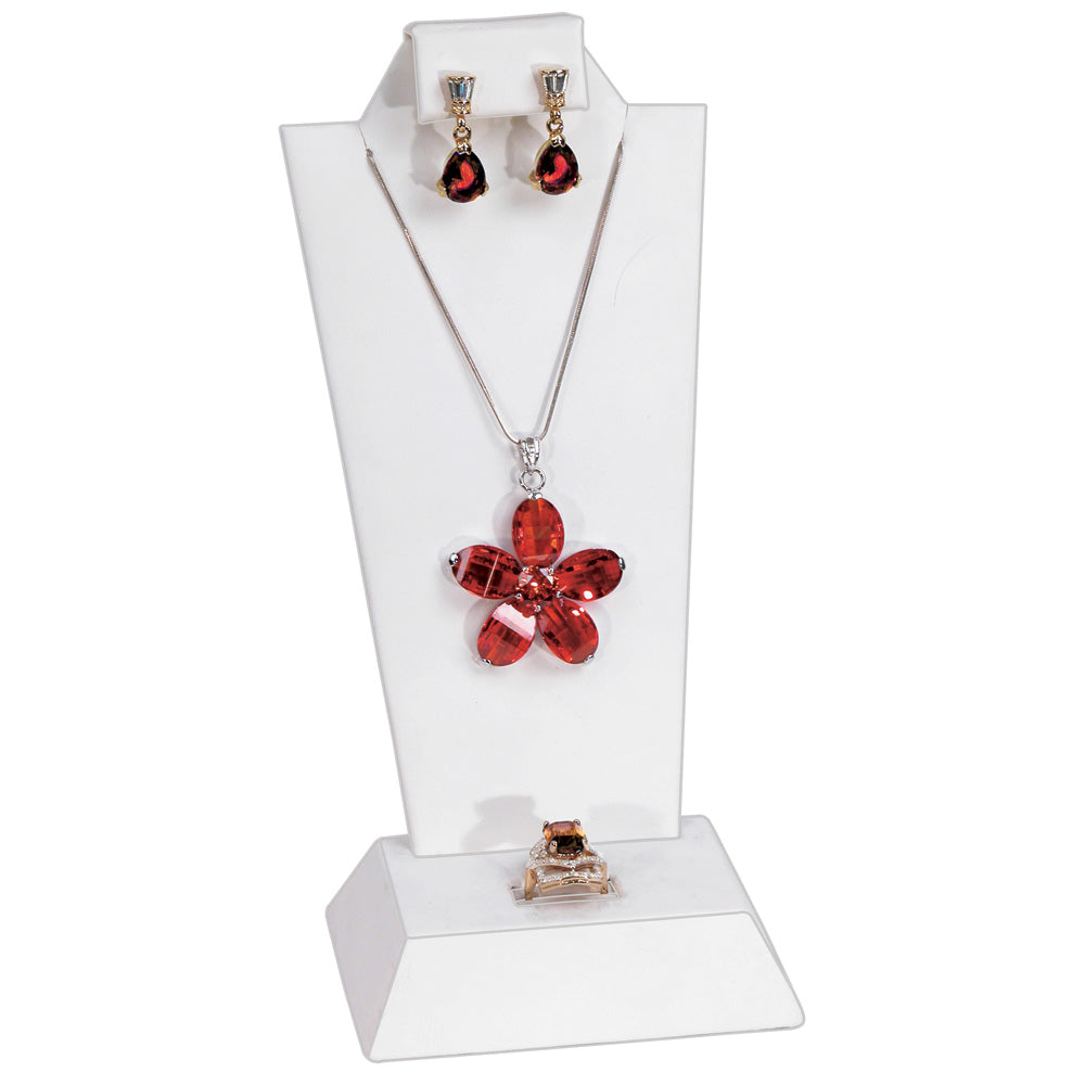 Combination Stand — Stepped Base — 4 1/8 x 3 x 9 1/8" H — White Faux Leather