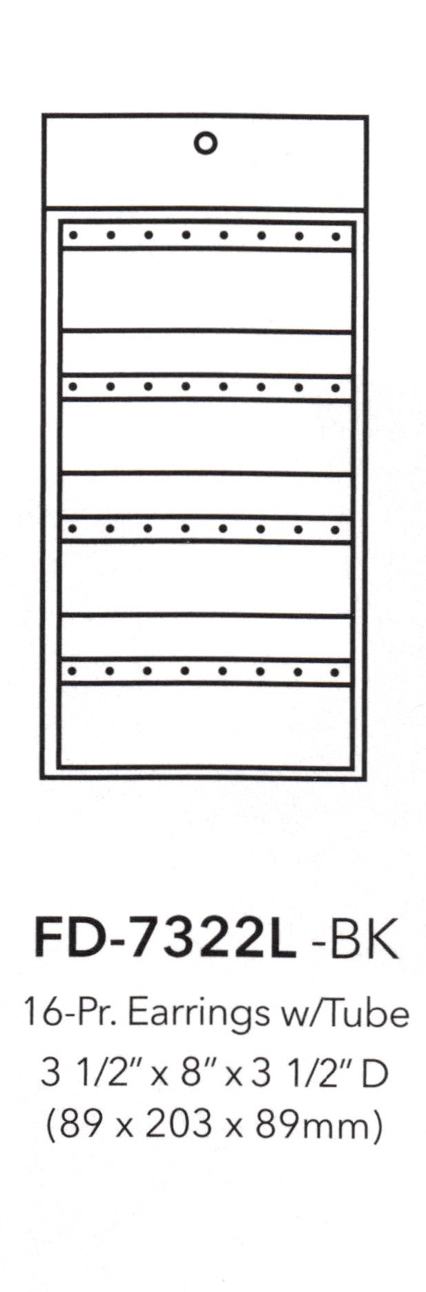 Patterned Faux Leather Folders — Carbon Fiber — 16-Pr. Earrings w/ Tube — 3 1/2 x 8 x 3 1/2" D (89 x 203 x 89mm) — Black Carbon Fiber
