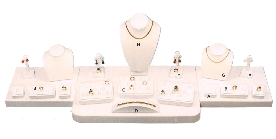Wedge Stands with Ring Clip — 3-Clip — White Faux Leather