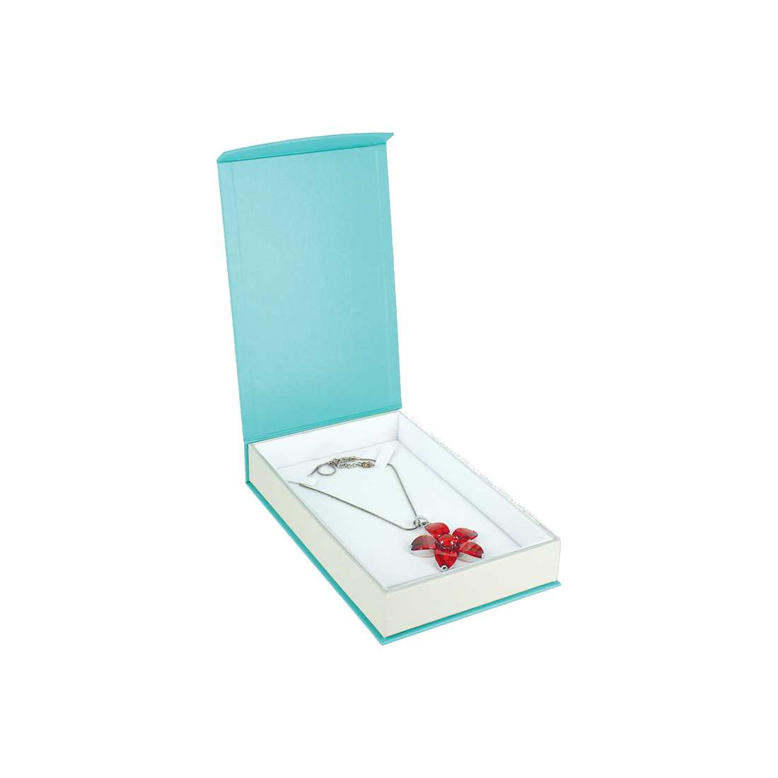 Necklace Box - Fancy Magnetic Flap - Teal Blue